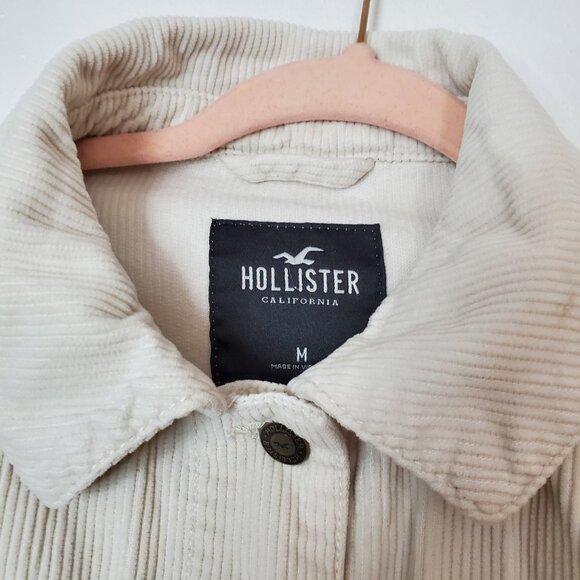 Hollister Women's Shacket Size M Corduroy Cream Layering Piece Loose Fit - Picture 2 of 9
